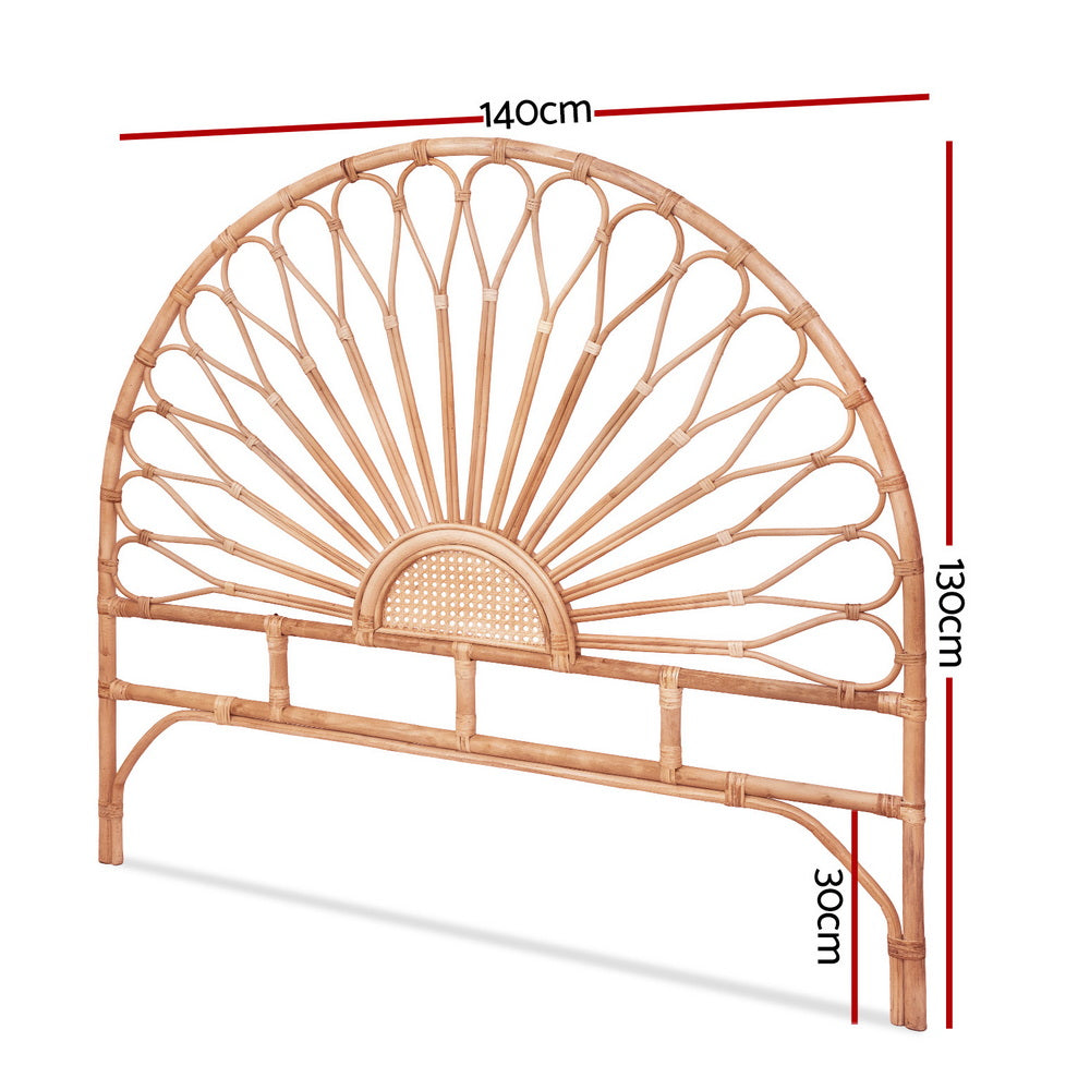 Bed Headboard Rattan - Pine Double