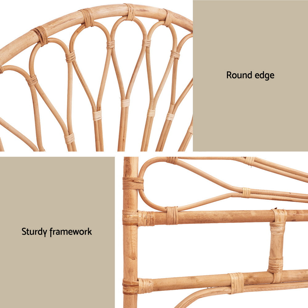Bed Headboard Rattan - Pine Double