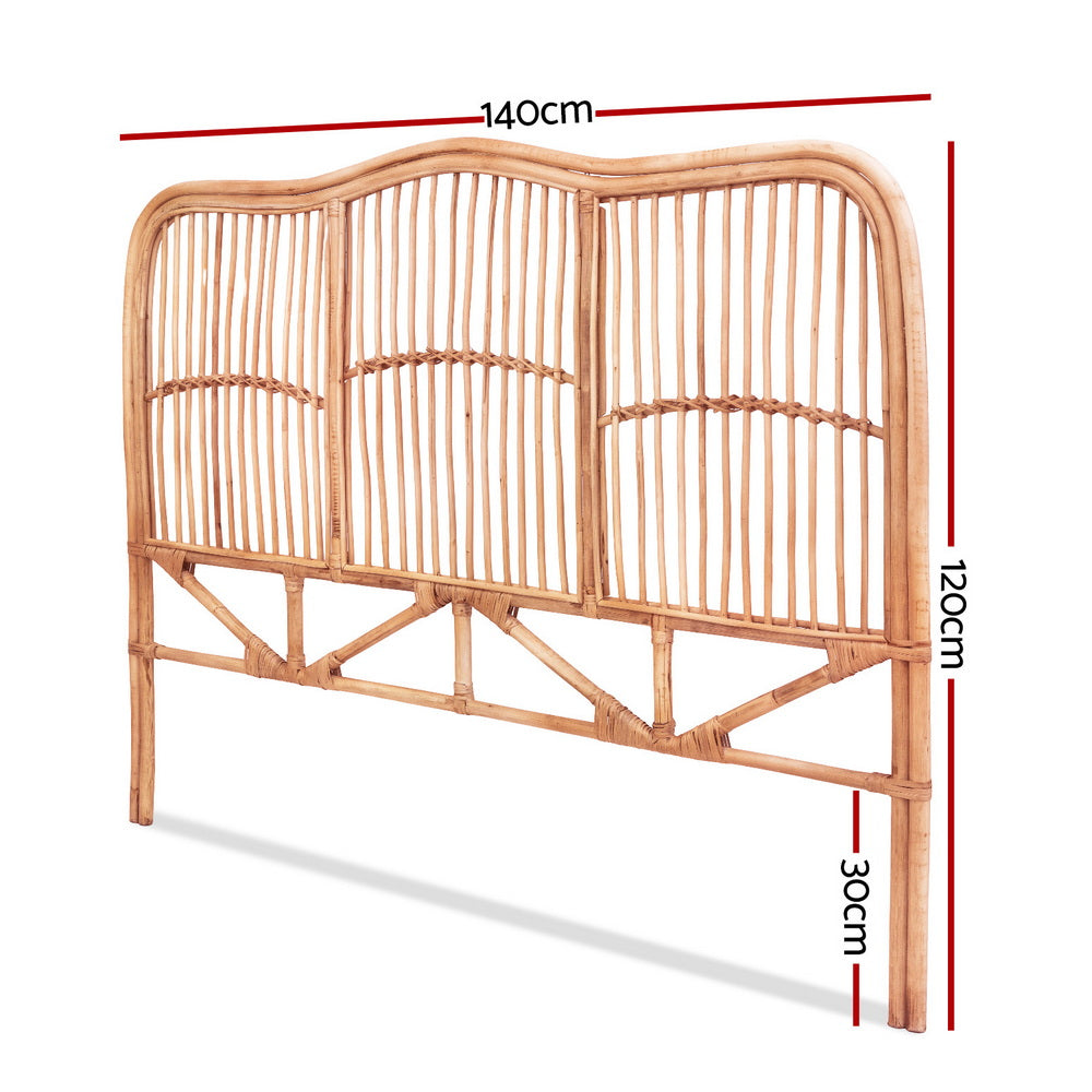Bed Headboard Rattan - Pine Double
