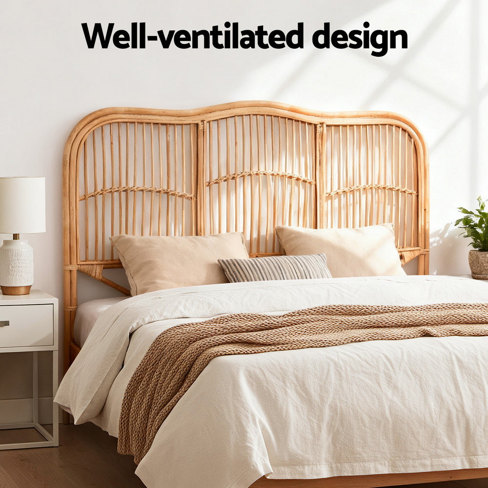 Bed Headboard Rattan - Pine Double