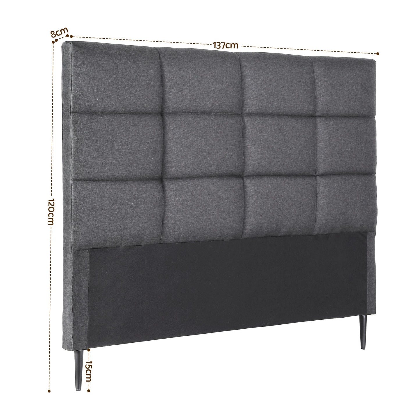 Bed Headboard Linen Fabric - Charcoal Double