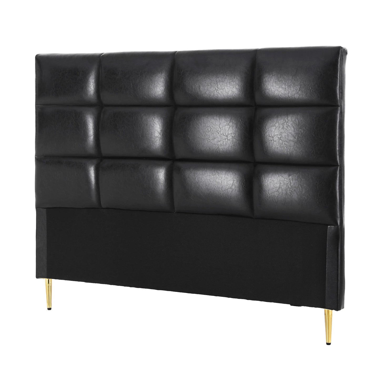 Bed Headboard PU Leather - Black Queen