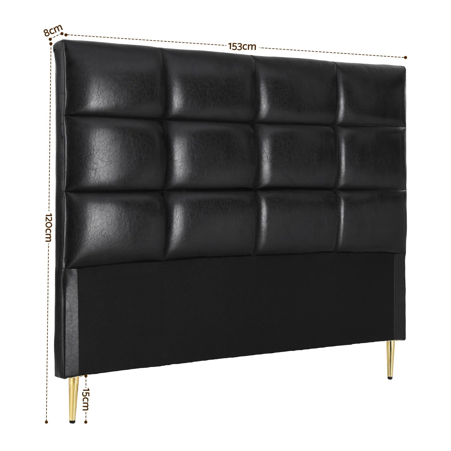 Bed Headboard PU Leather - Black Queen