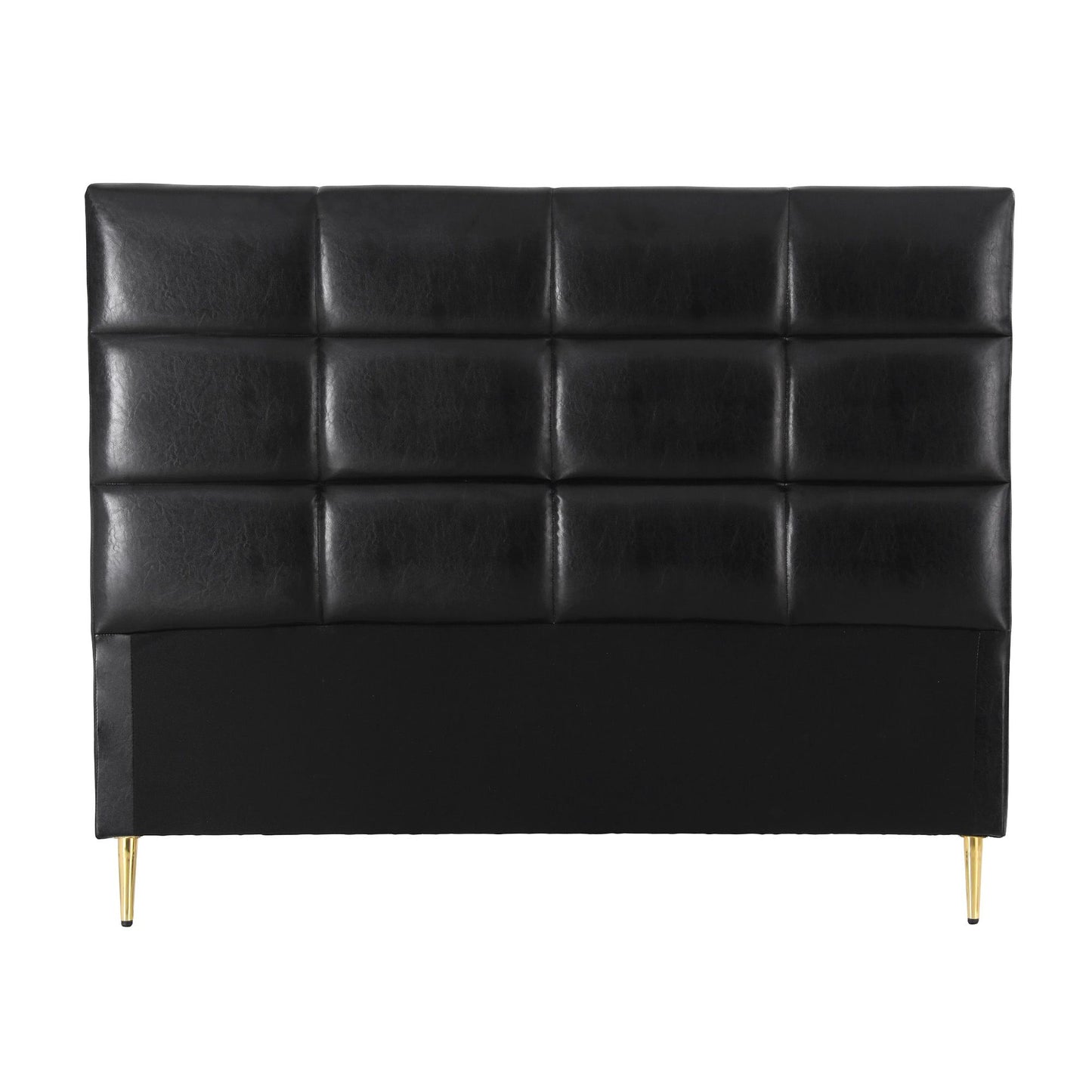 Bed Headboard PU Leather - Black Queen