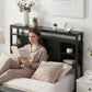 Bed Headboard Storage Charging Station - Black King Single