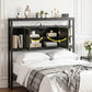 Bed Headboard Storage Charging Station - Black King Single