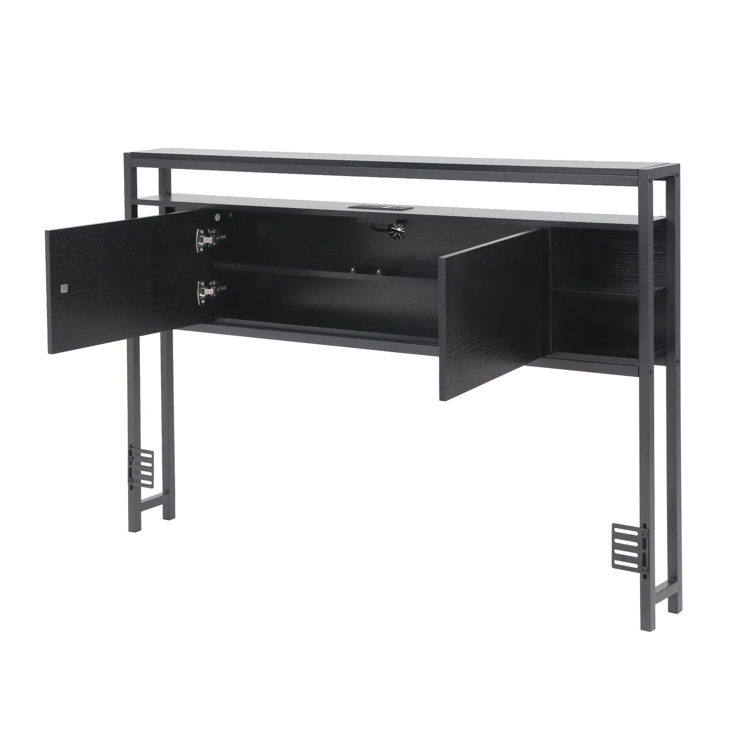 Bed Headboard Queen Storage Charging Station - Black Queen