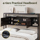 Bed Headboard Queen Storage Charging Station - Black Queen
