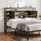 Bed Headboard Queen Storage Charging Station - Black Queen