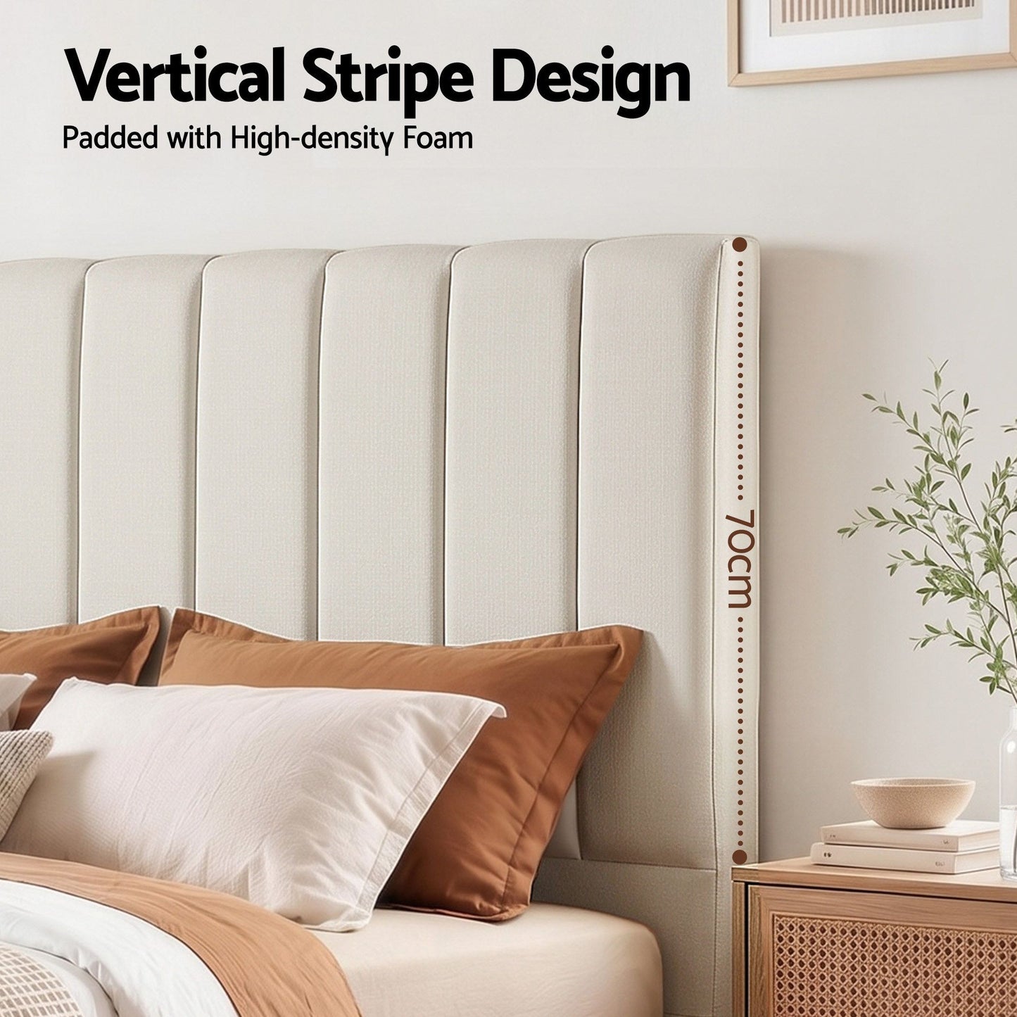 Bed Head Headboard Linen 183cm - Beige King