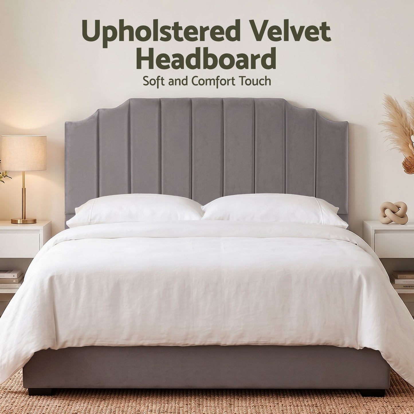 Bed Head Headboard Velvet 183cm - Grey King