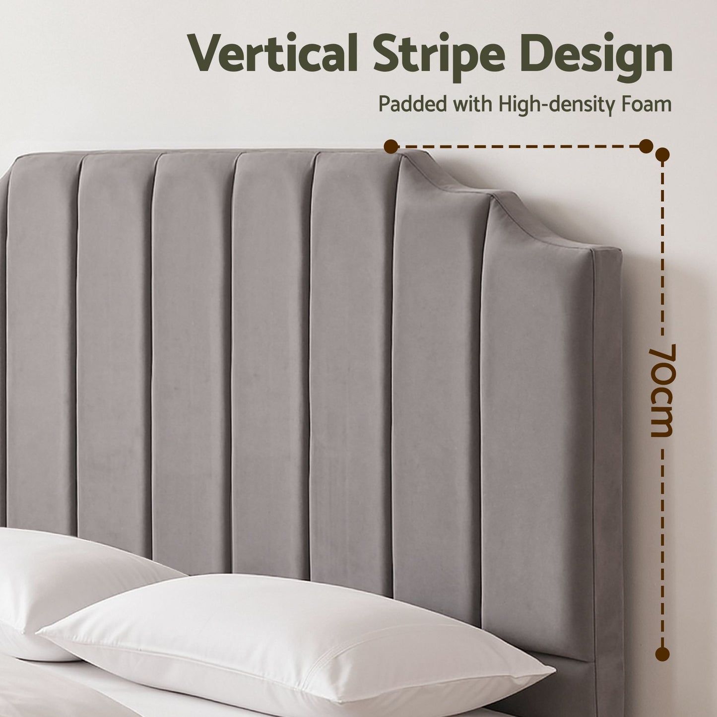 Bed Head Headboard Velvet 183cm - Grey King