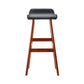 Set of 2 Geleen PU Leather Wood Wave Style Bar Stool - Black