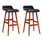 Set of 2 Geleen PU Leather Wood Wave Style Bar Stool - Black