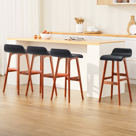 Set of 4 Geleen Bar Stools Wooden Stool - Black