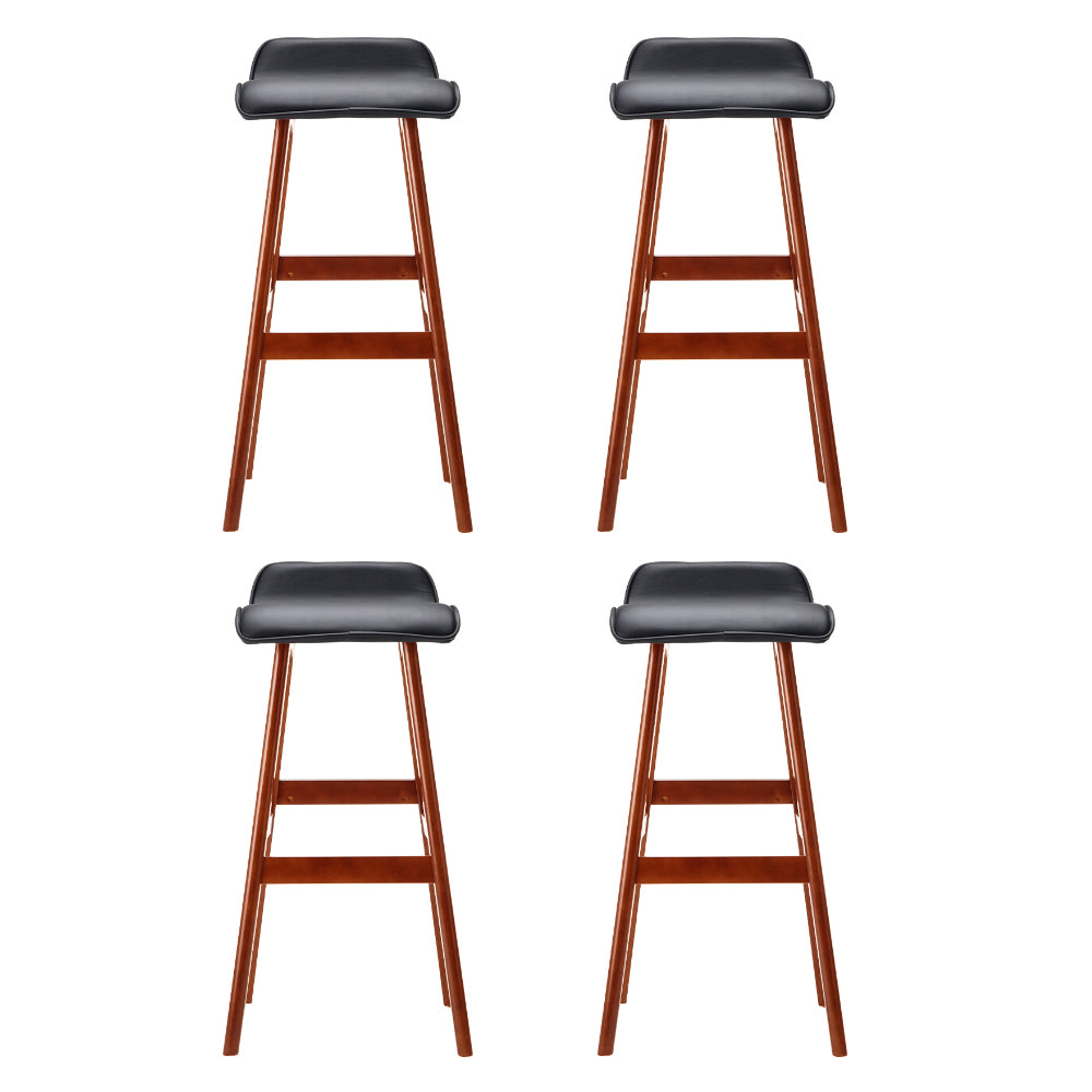 Set of 4 Geleen Bar Stools Wooden Stool - Black