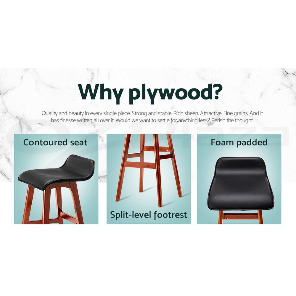 Set of 4 Geleen Bar Stools Wooden Stool - Black