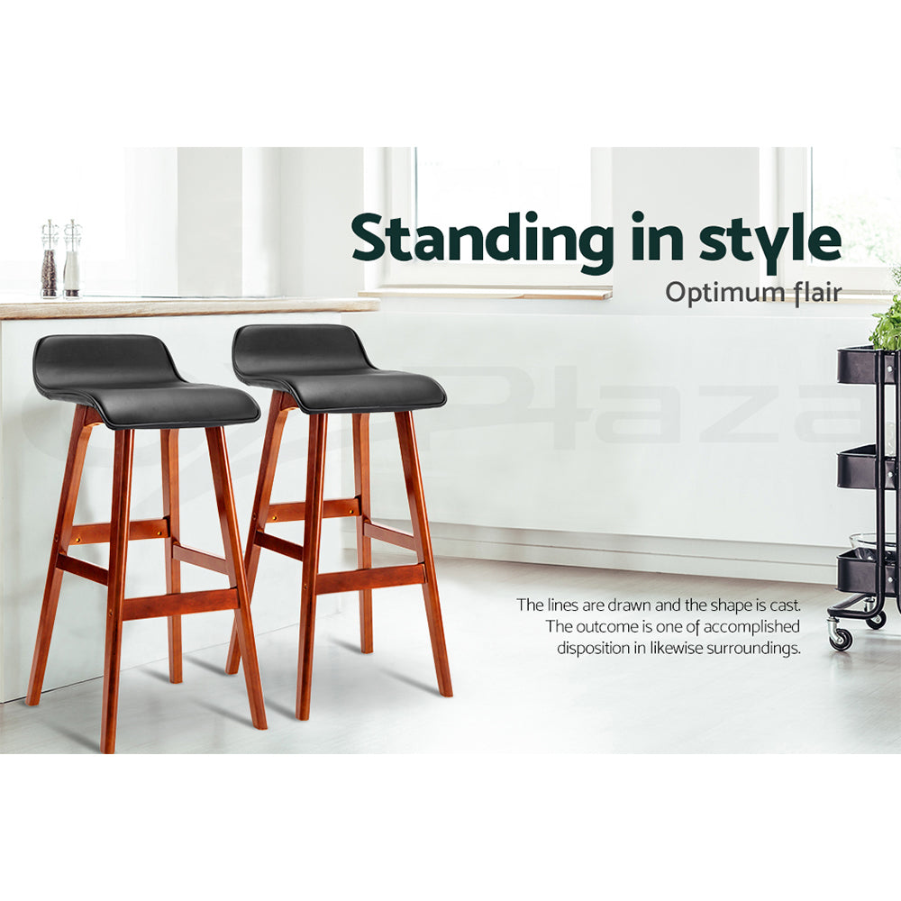 Set of 4 Geleen Bar Stools Wooden Stool - Black