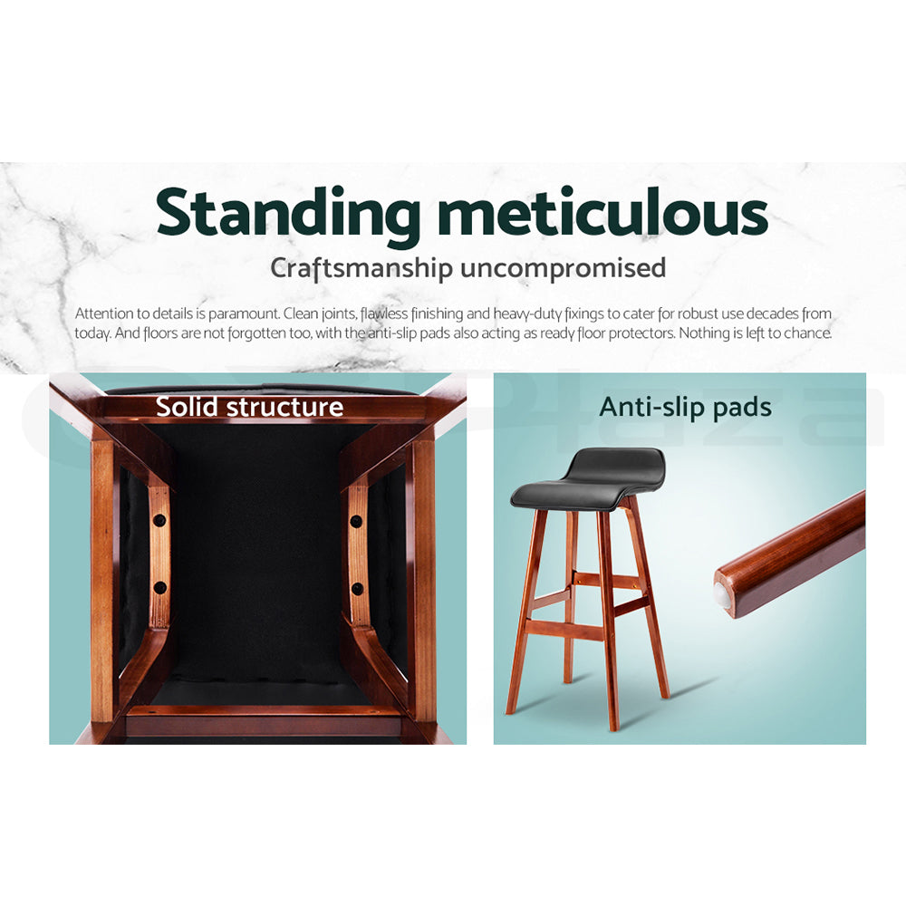 Set of 4 Geleen Bar Stools Wooden Stool - Black