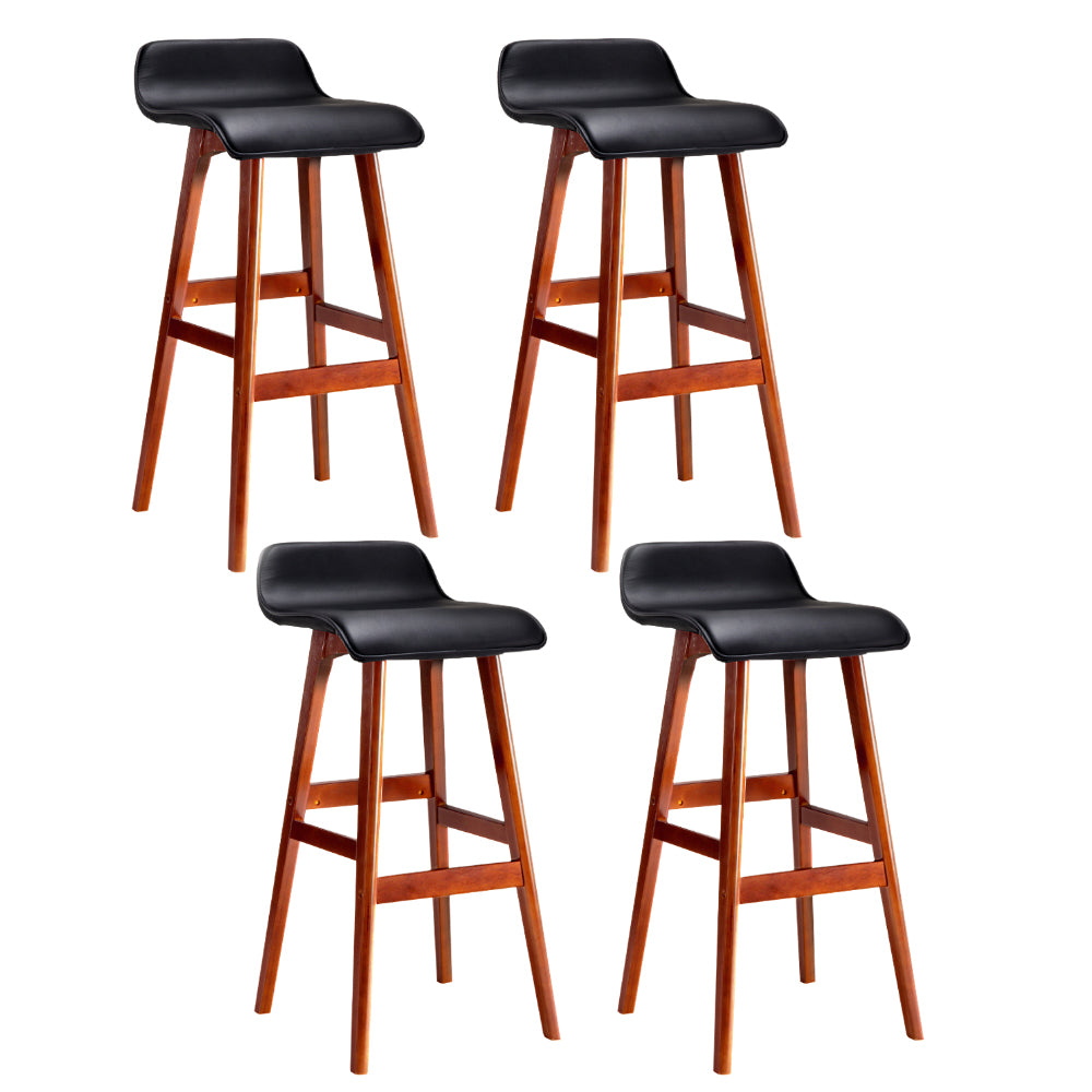 Set of 4 Geleen Bar Stools Wooden Stool - Black