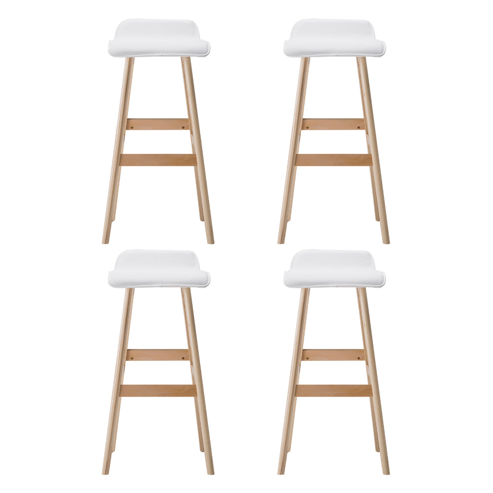 Set of 4 Geleen Bar Stools Wooden Stool - White