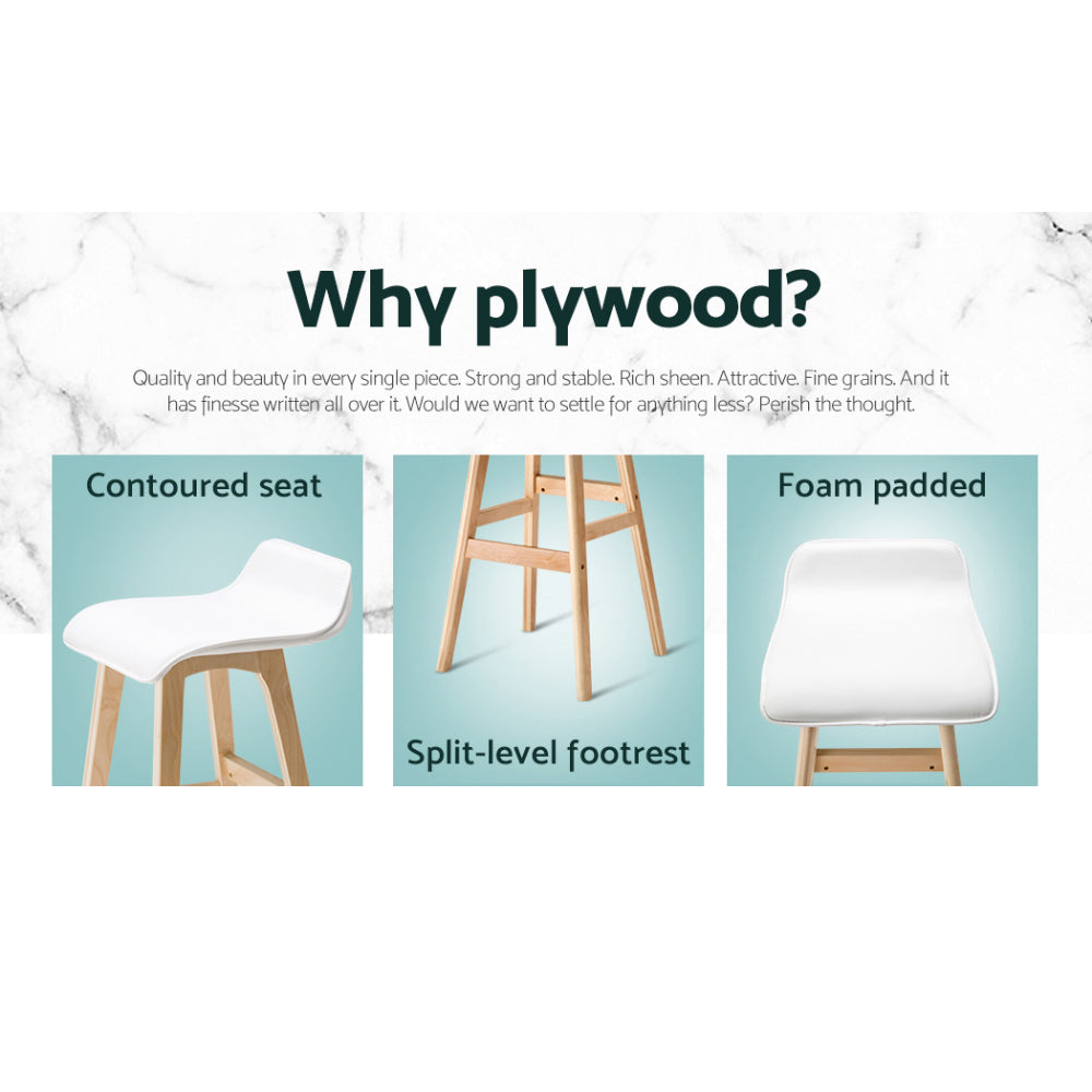 Set of 4 Geleen Bar Stools Wooden Stool - White
