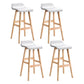 Set of 4 Geleen Bar Stools Wooden Stool - White