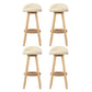 Set of 4 Bern Bar Stools Padded Leather Wooden - Beige