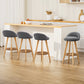 Set of 4 Bern Bar Stools Padded Linen Wooden - Grey