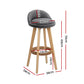 Set of 4 Bern Bar Stools Padded Linen Wooden - Grey