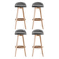 Set of 4 Bern Bar Stools Padded Linen Wooden - Grey