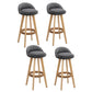 Set of 4 Bern Bar Stools Padded Linen Wooden - Grey