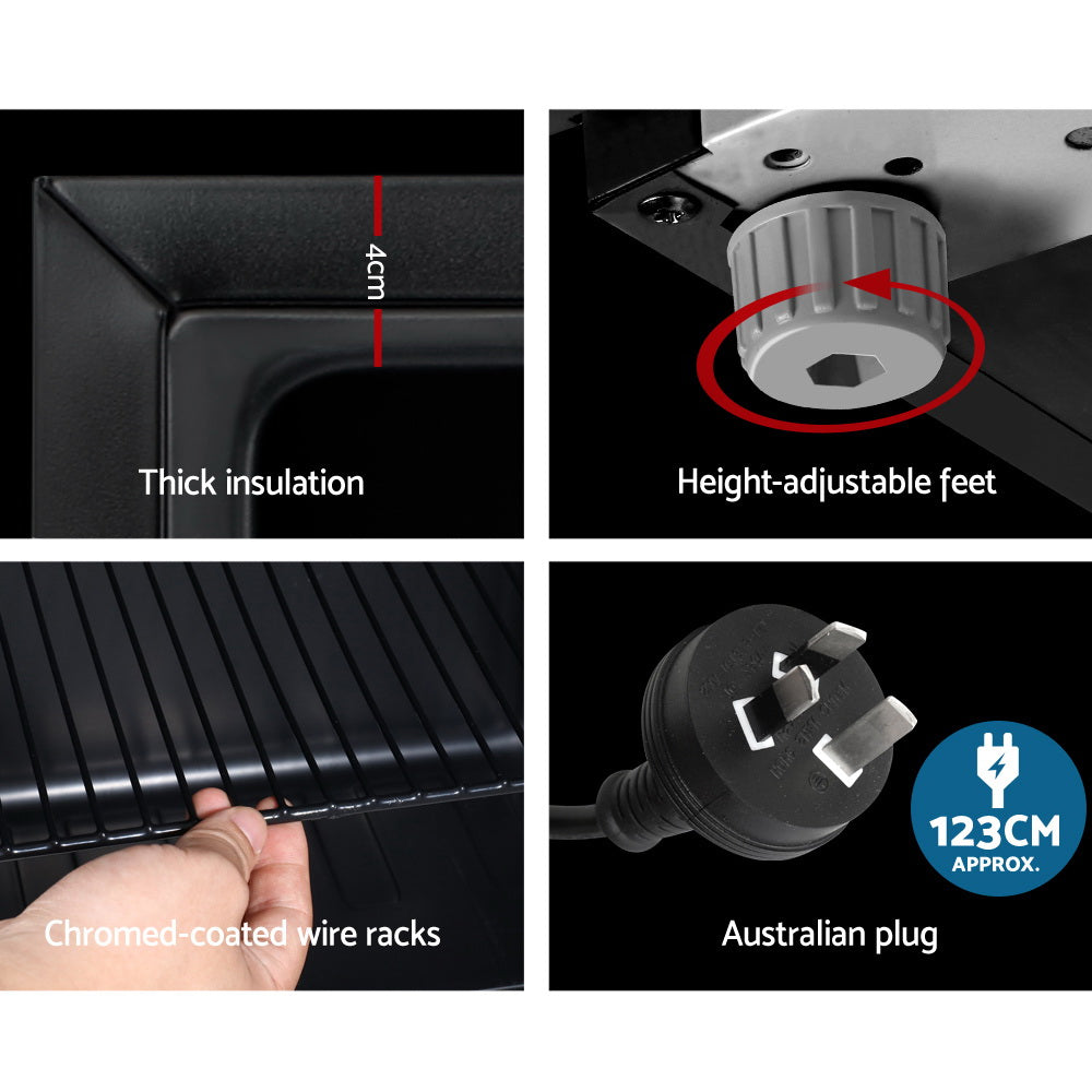 Devanti 115L Bar Fridge Glass Door with Light Black