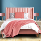 Bella Bed Frame Velvet Base Bedhead Headboard Wooden Platform - Pink Queen