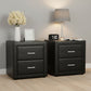 Set of 2 Kildonan Bedside Tables Side Table Leather with 2 Drawers - Black