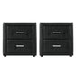 Set of 2 Kildonan Bedside Tables Side Table Leather with 2 Drawers - Black