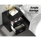 Set of 2 Kildonan Bedside Tables Side Table Leather with 2 Drawers - Black