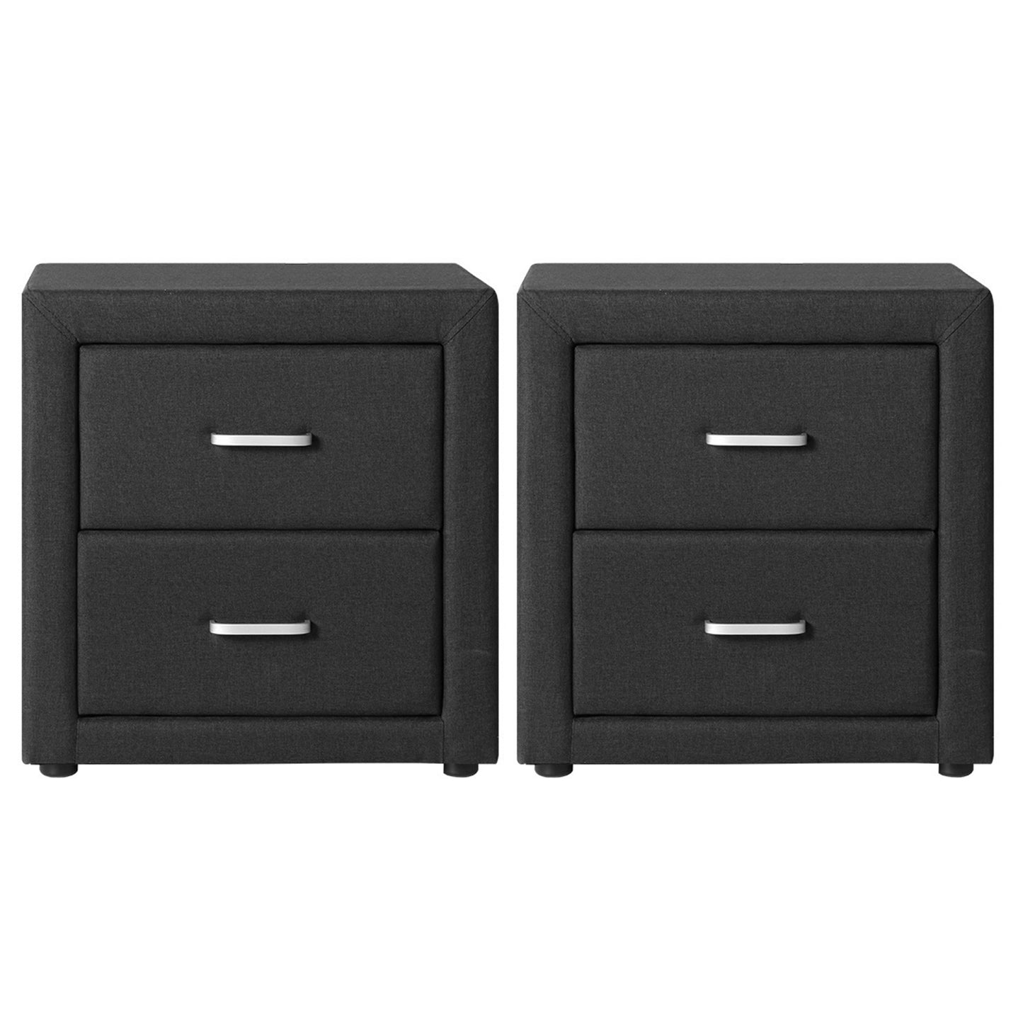 Set of 2 Kildonan Bedside Tables Fabric with 2 Drawers - Charcoal