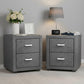 Set of 2 Kildonan Bedside Tables Side Table Fabric with 2 Drawers - Grey