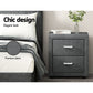 Set of 2 Kildonan Bedside Tables Side Table Fabric with 2 Drawers - Grey