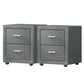 Set of 2 Kildonan Bedside Tables Side Table Fabric with 2 Drawers - Grey
