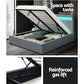Boston LED Bed Frame Fabric Gas Lift Storage - Grey Double
