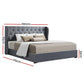 Lucca Bed Frame Fabric Gas Lift Storage - Grey King