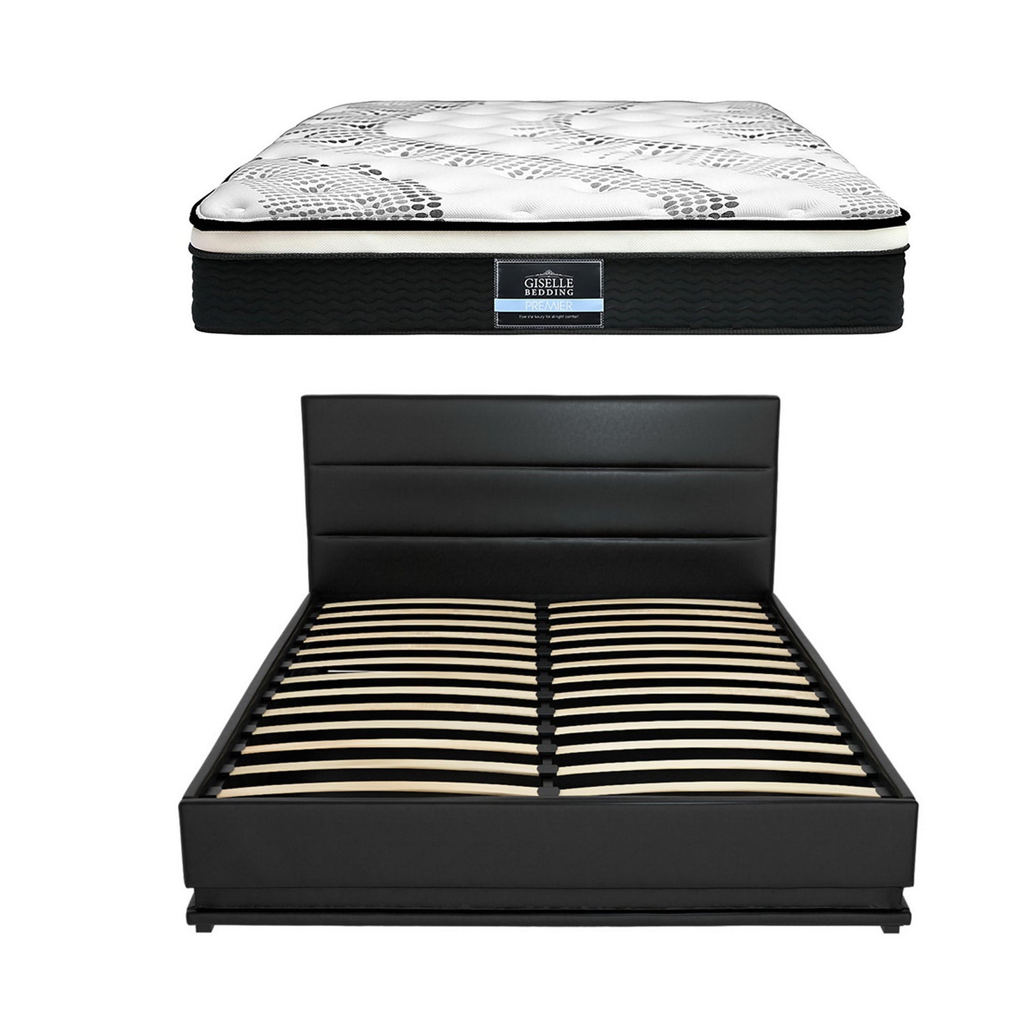 Venus Bed & Mattress Package with 32cm Mattress RGB LED - Black Queen