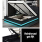 Azalea LED Black Bed Frame Leather Gas Lift Storage - Double