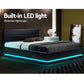 Azalea LED Black Bed Frame Leather Gas Lift Storage - Double