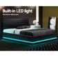 Azalea LED Black Bed Frame Leather Gas Lift Storage - Queen
