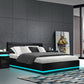 Azalea LED Black Bed Frame Leather Gas Lift Storage - Queen
