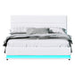 Azalea LED Bed Frame PU Leather Gas Lift Storage - White Queen