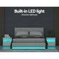 Azalea LED Bed Frame PU Leather Gas Lift Storage - White Queen